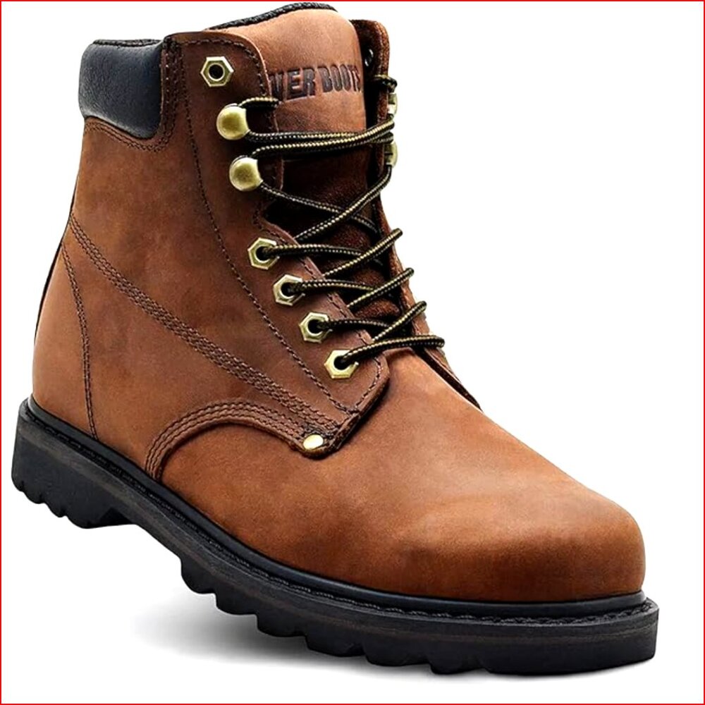 Leather Work Boots Soft Toe Construction Rubber Sole Industrial